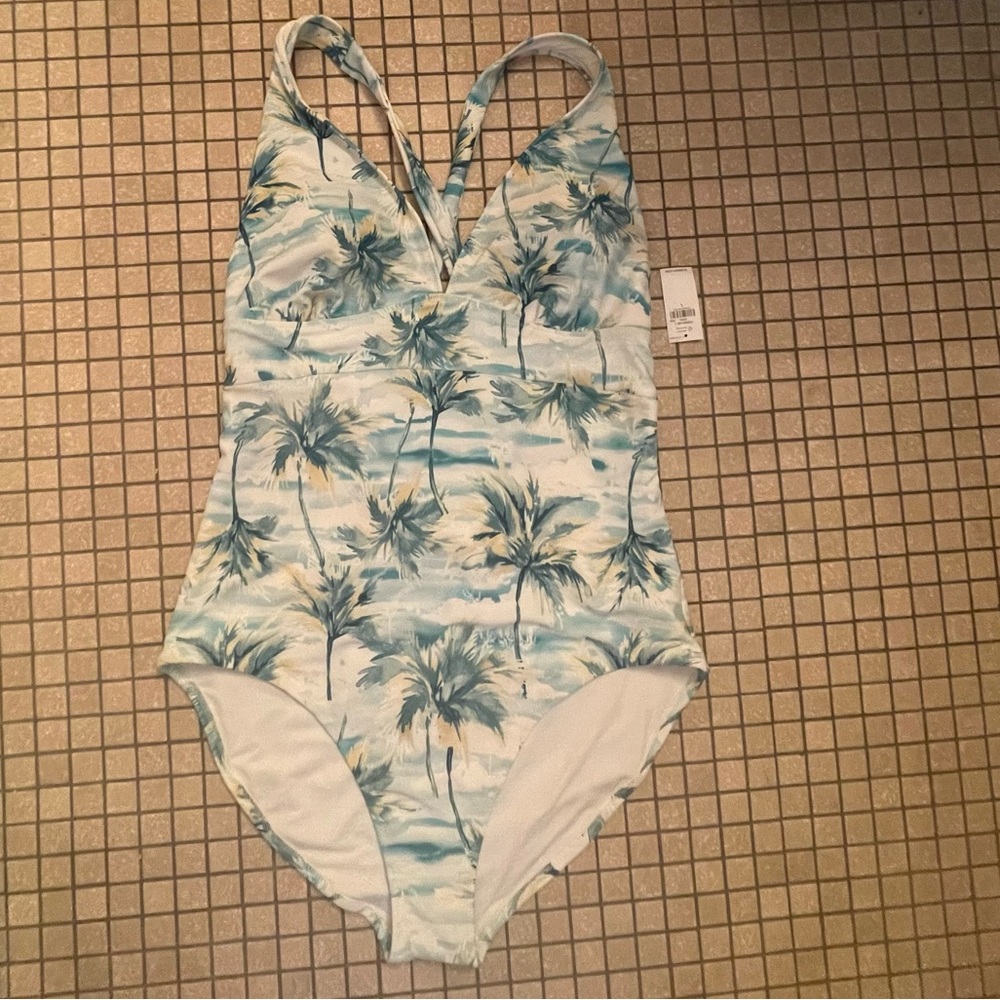 Palm Tree Print One Piece Bathing Suit